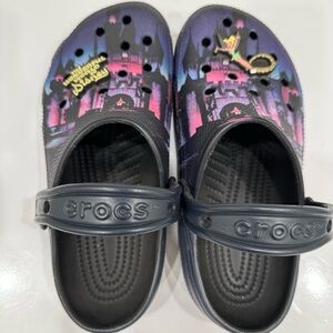 CROCS Black and Purple Mules with Adjustable Strap
